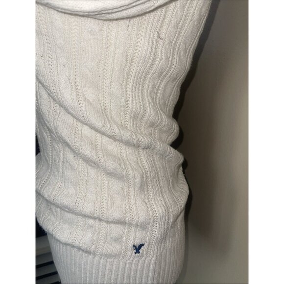 American Eagle Outfitters Womens Cable Knit V-Neck Sweater M Ivory - Picture 5 of 11